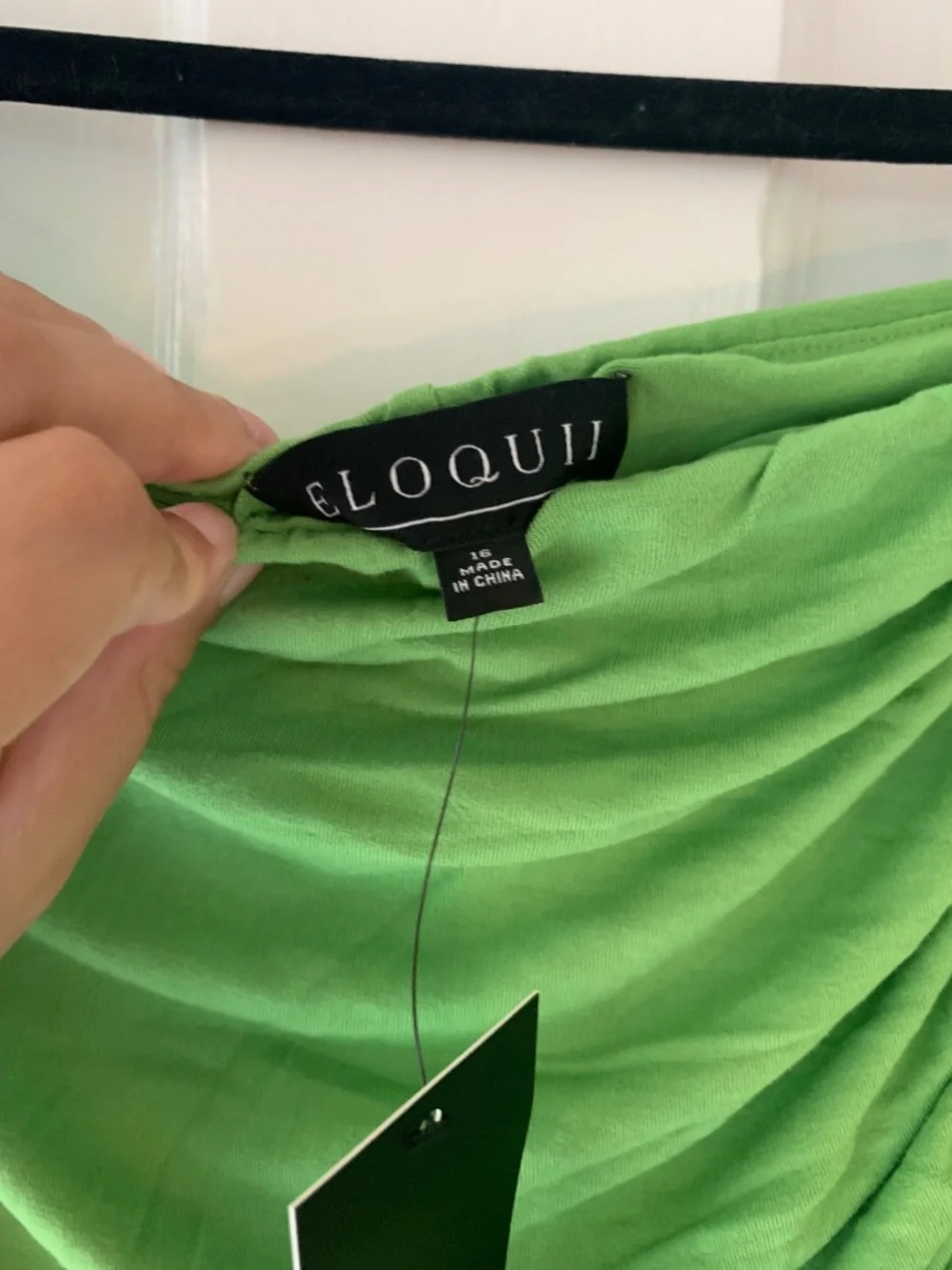 NWT ELOQUII Lime Green Ruched Front-Slit Stretch Maxi Skirt 16
